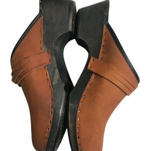 Vintage Yaya Ya Ya Wonderful Shoes Clogs Suede Leather Brown Sz 8.5 Made In USA - Picture 3 of 5